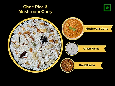 Ghee Rice & Mushroom Curry