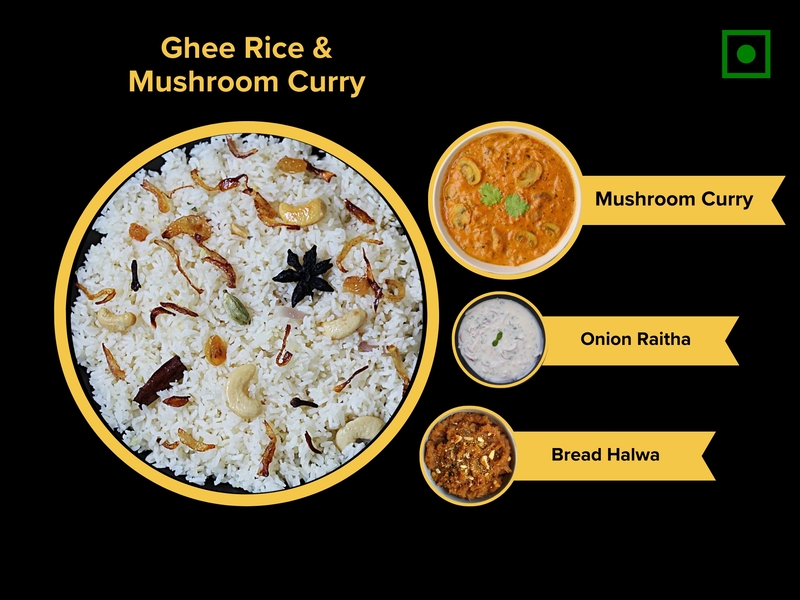 Ghee Rice & Mushroom Curry