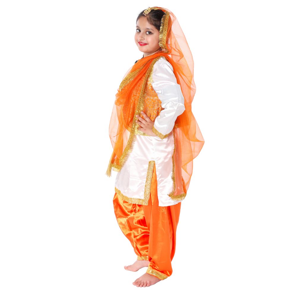 Giddha Dance Fancy Dress Orange & White