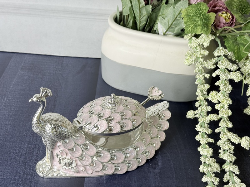 German Silver Peacock showpiece plus supari box