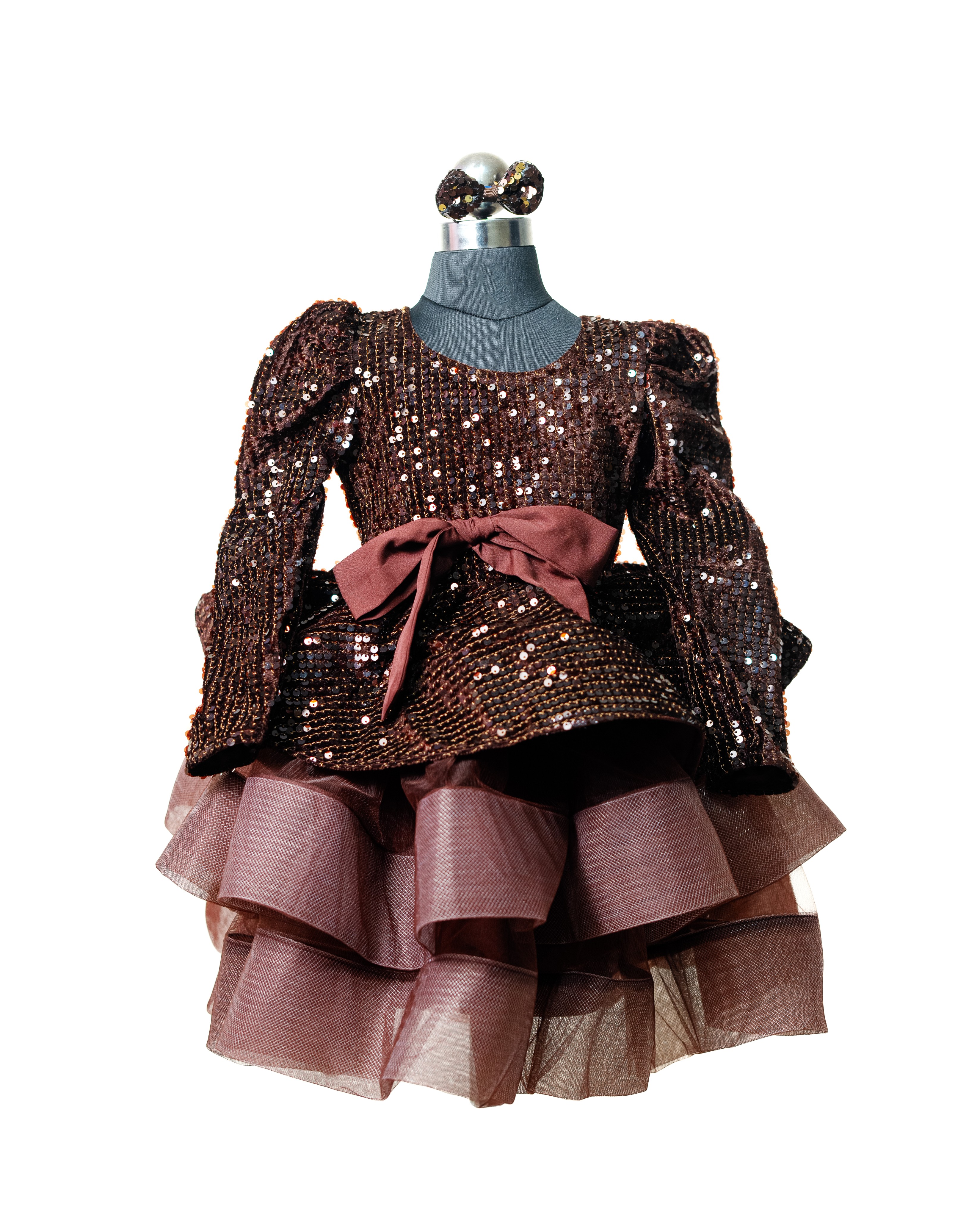 Glamorous Chocolate Sequin Layered Party Dress