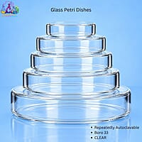 Glass Petri Dishes, Repeatedly Autoclavable - Boro 33