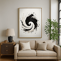 Luxury Black White Abstract Moon Flower Wall Art – Modern Minimalist Décor