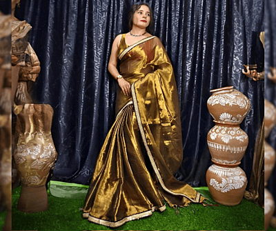 Tissue Gold with Zardozi Border