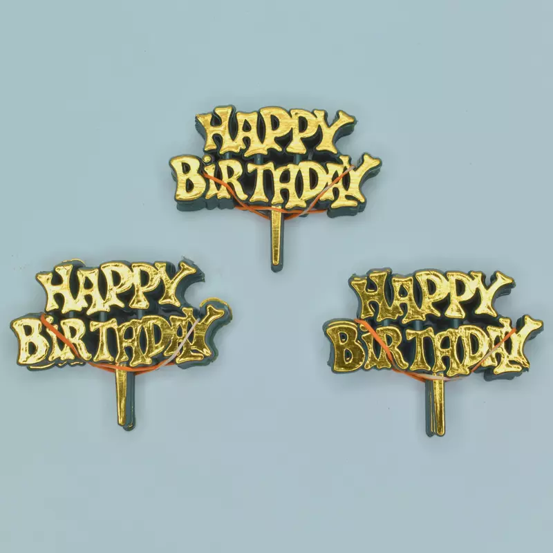 Golden happy birthday tag