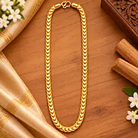 Panchaloga Chain for Men & Women | Traditional Gold Finish Chevron Link Chain