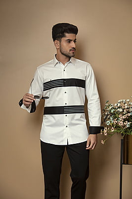 Gorg Black Stripped Pattern Shirts