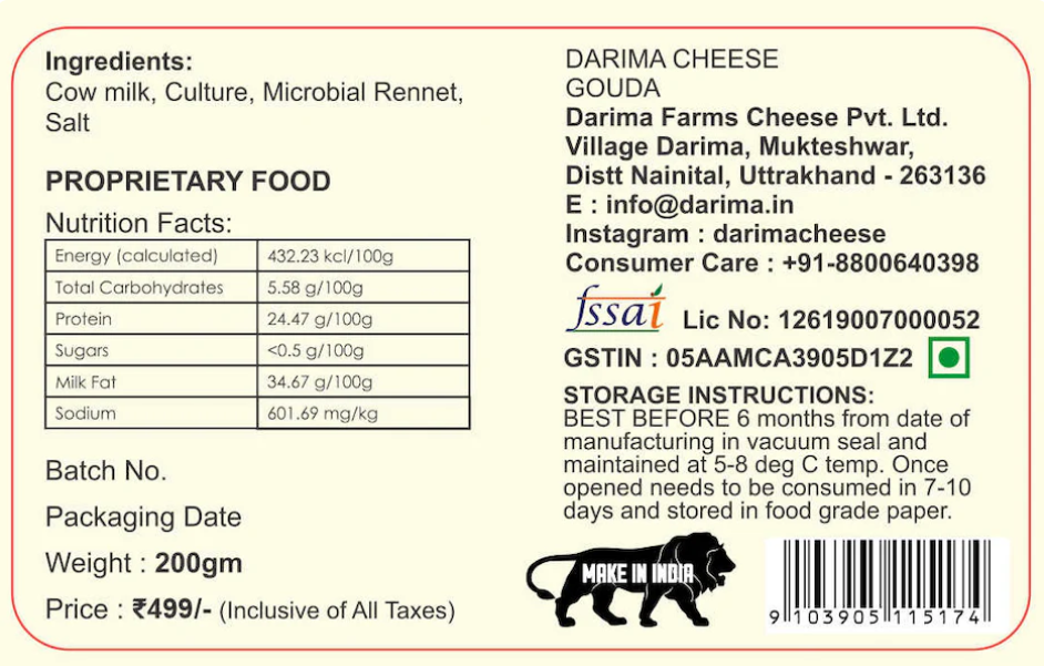 Himalayan Gouda 200g NP - Darima Farms