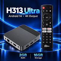 H313 Ultra 2GB/16GB Android 14 TV Box with Numeric and Voice Remote