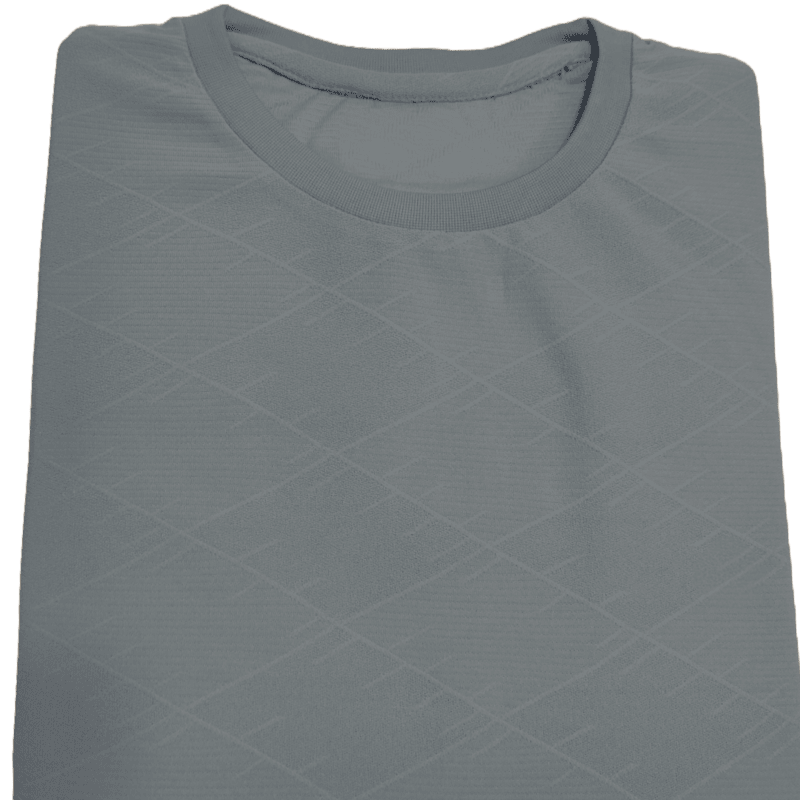 Gray Self Design Round Neck Tshirt