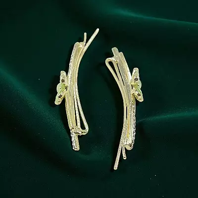 Elegant Golden Green Floral Hair Clips for Women