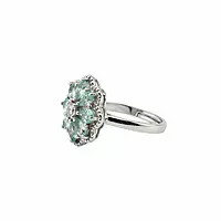 Elegant Floral Ring with Teal Gemstones