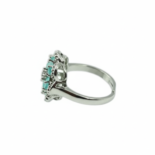 Elegant Floral Ring with Teal Gemstones