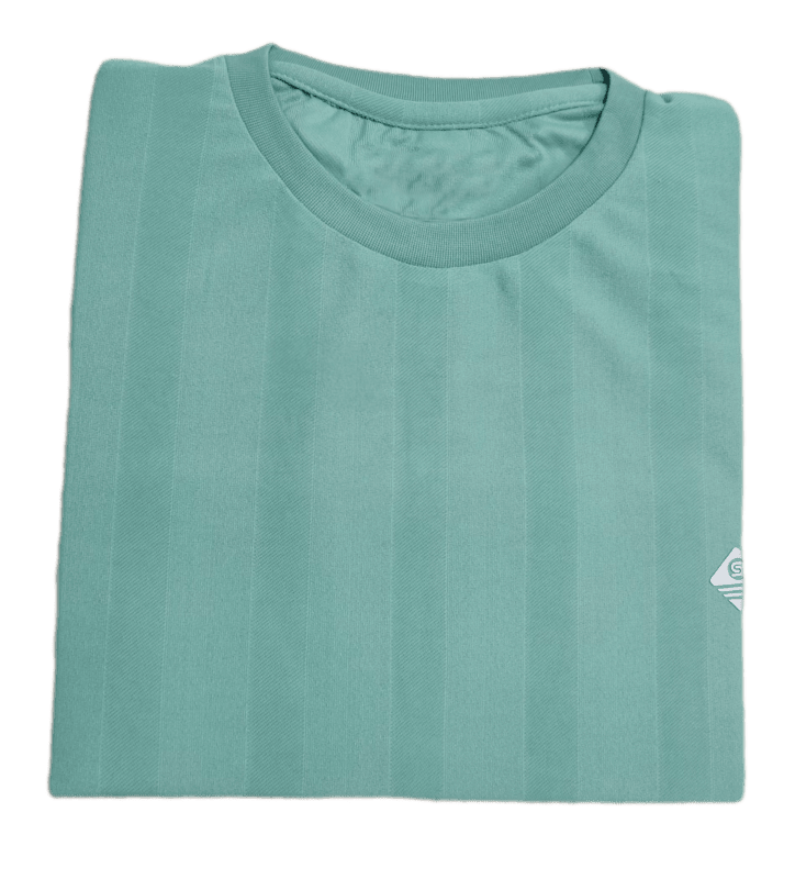 Green Self Design Round Neck Tshirt