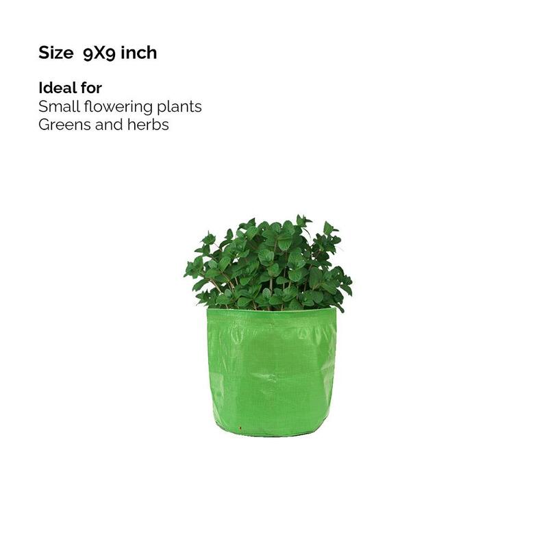 Sustainable 9X9 Inch HDPE Grow Bags (Pack of 1)|240 GSM UV-Resistant   for Terrace & Kitchen Gardening|