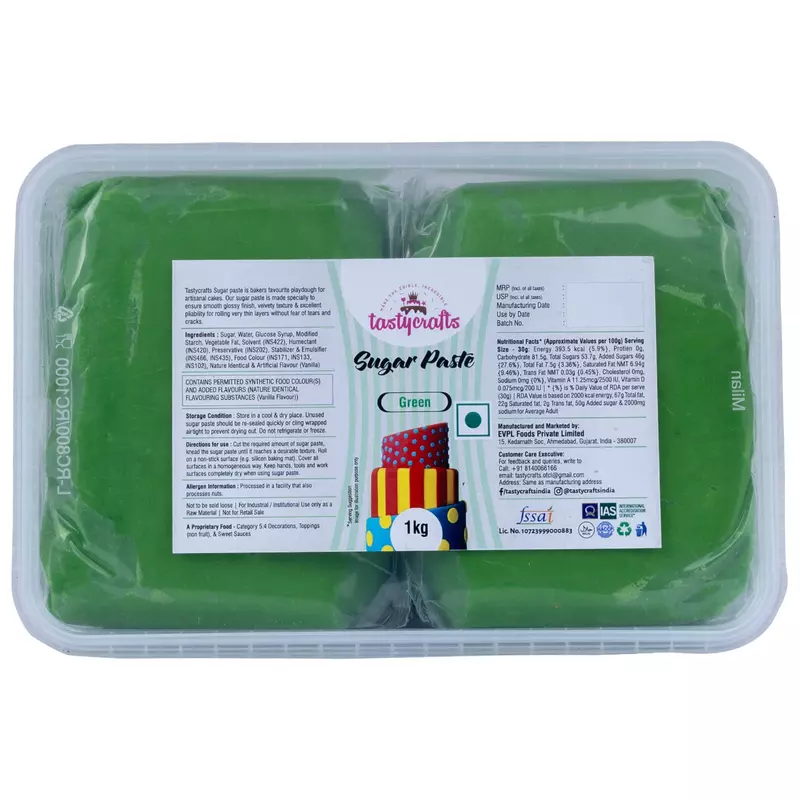 Green Sugar Paste Premium - 250 gm | Tasty Crafts