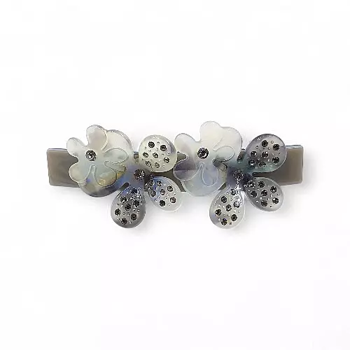 Elegant Grey Floral Hair Barrette Clip