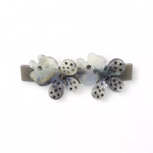 Elegant Grey Floral Hair Barrette Clip