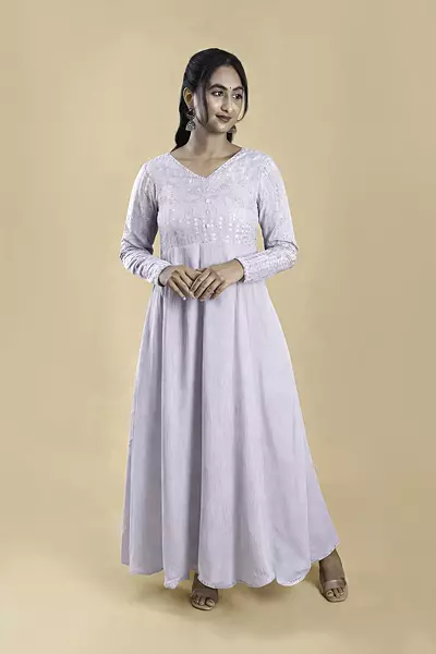 Women's Anarkali Ethnic Dress - Grey