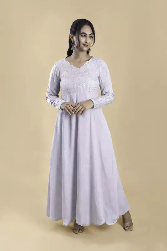 Women's Anarkali Ethnic Dress - Grey