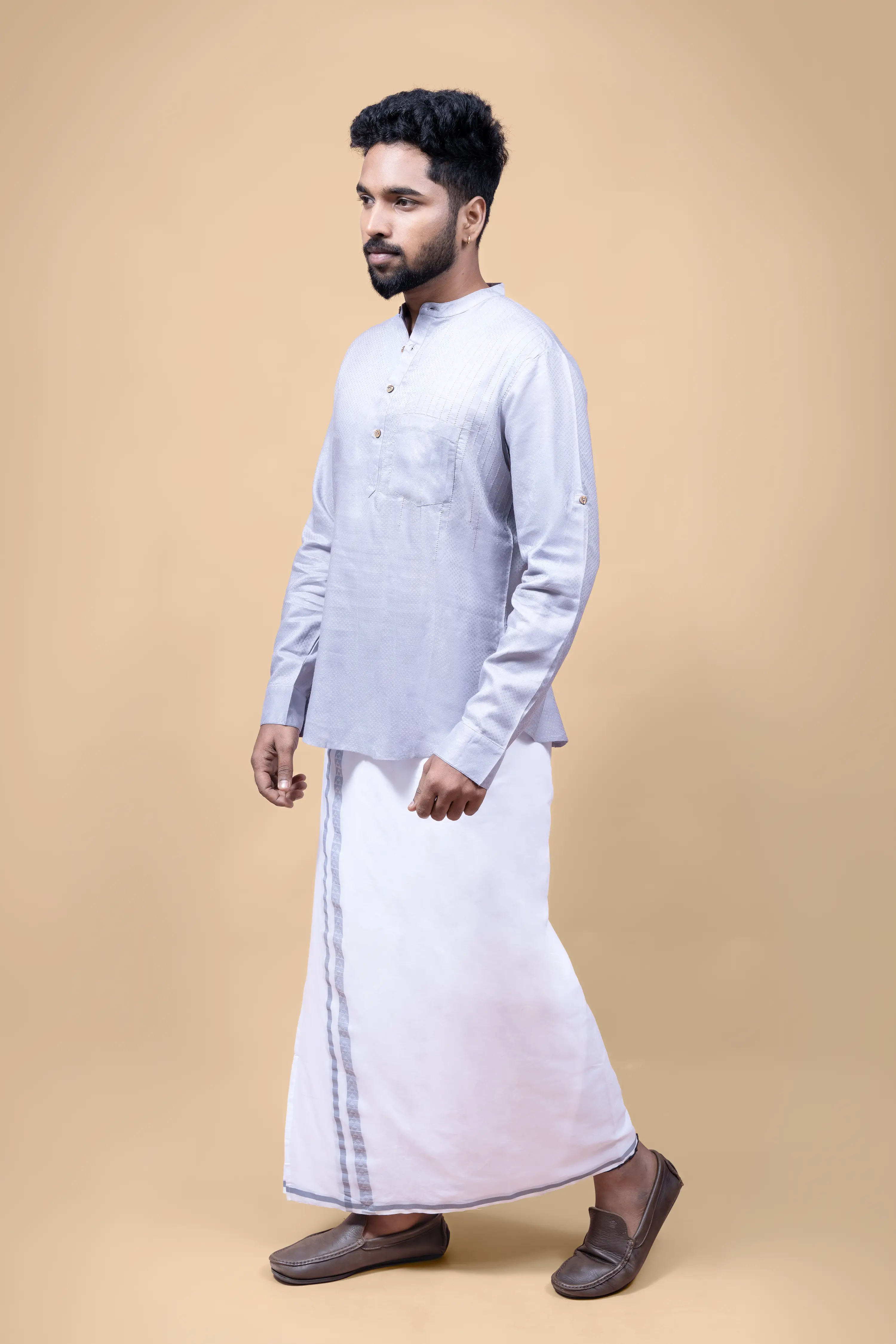 Men's Embroidered Short Kurta