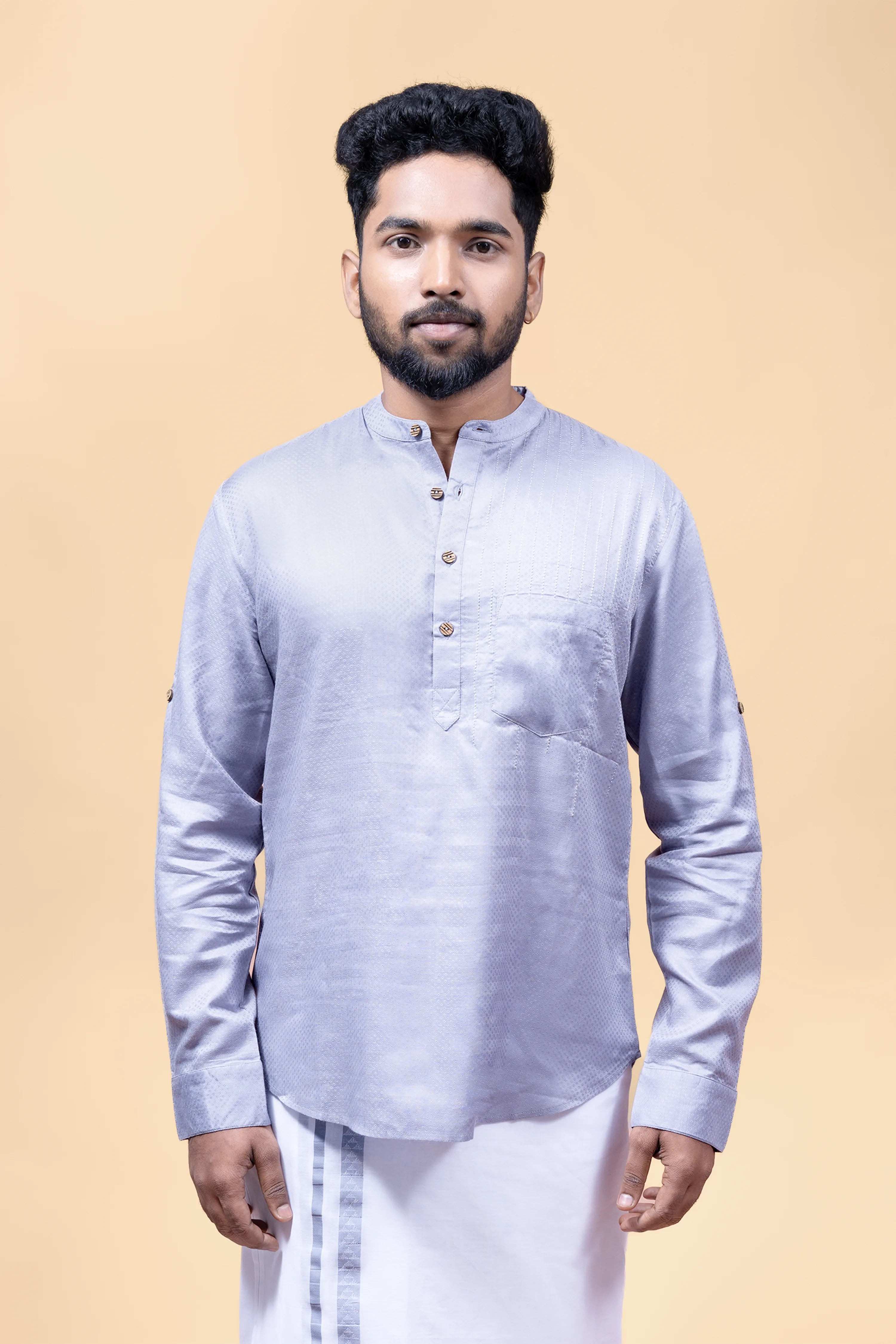 Men's Embroidered Short Kurta