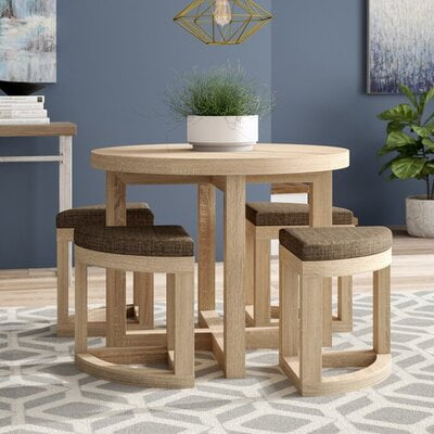 Amylia 4 Seater Dining Set with 4 Cushioned Chairs and Round Dining Table Amylia 4 Seater Dining Set with 4 Cushioned Chairs and Round Dining Table