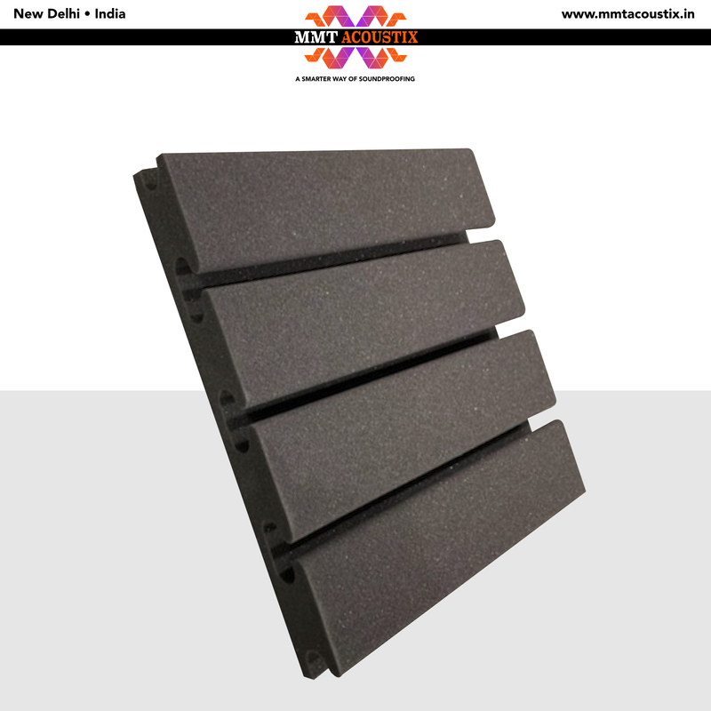 MMT Acoustix Groove Acoustic Soundproofing Foam Tiles 1x1 ft, Professional Charcoal