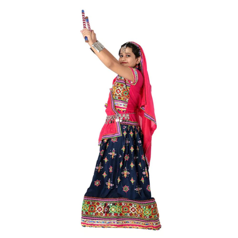 Garba Dance Fancy Dress Costume Navy Blue & Magenta Pink