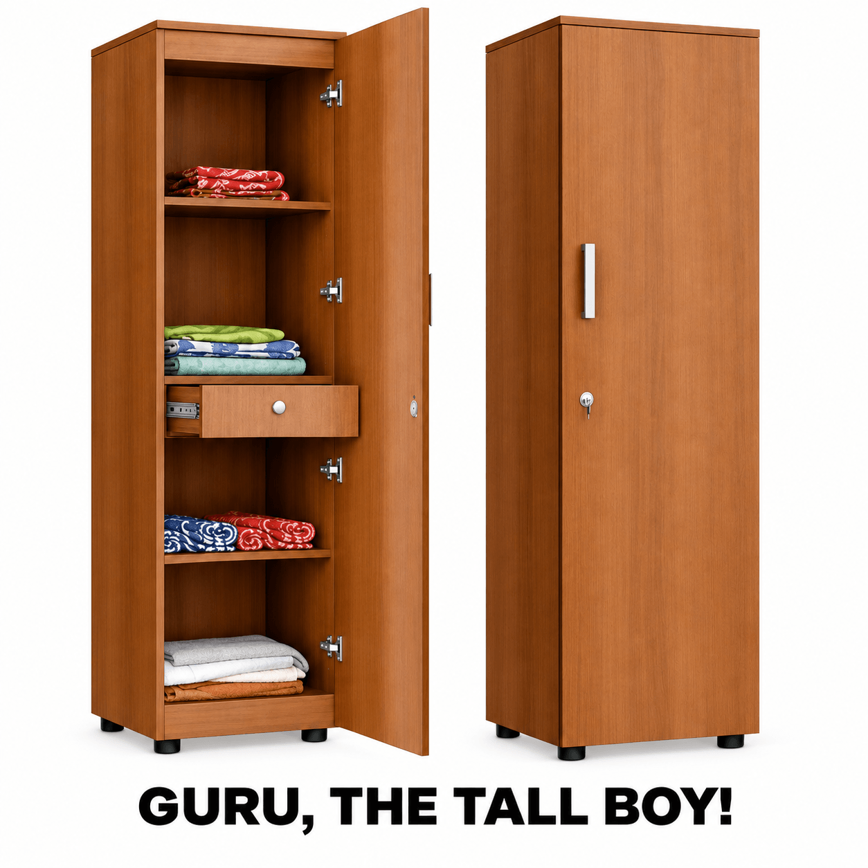 GURU SWR-01 SD Single Door Wardrobe|75X18X18|Teak||Wardrobe