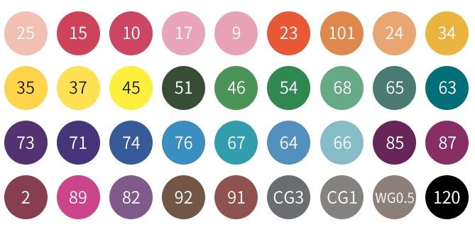 Guangbo Dual Tip Art Markers 36 Colors Set