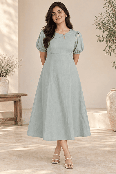 Sage Green Denim Maxi D2