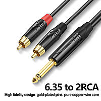 6.35mm TRS Jack Male Plug to Dual RCA Hifi Sound RCA Auxiliary TV Connection Amplifier 5 Meter