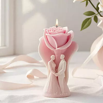 Silicon Mold Candle Wedding Couple Rose
