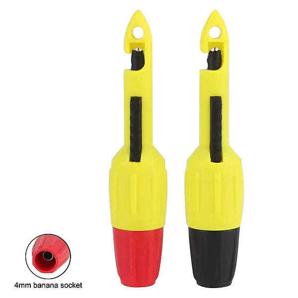 2pcs (1 pair Red and Black) Car Inspection Socket 4mm Multimeter Voltage Testing Clip
