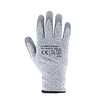 Gloves | Cut level C | HPPE liner | Grey PU coating on Palm | EN:388:4X42C | Size - Medium | Model : H3101-5 | Pack of 10