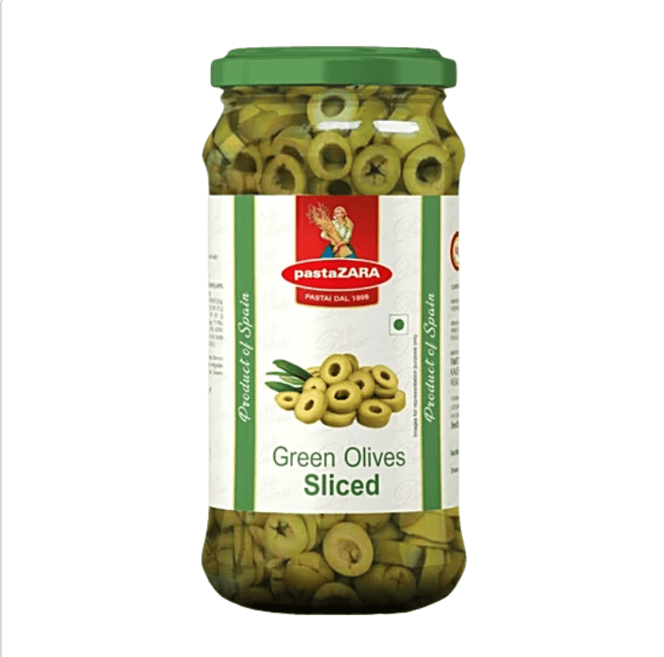 Pasta Zara Green Slice Olives 450g Glass Jar (Pack of 6)