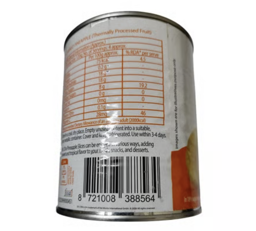 Del'Ora Pineapple Slice 840g (Pack of 24)