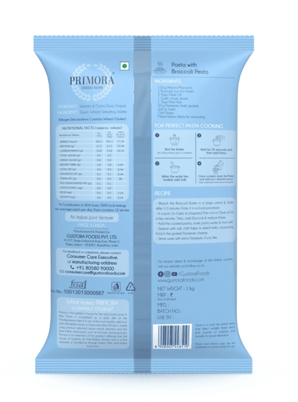 Primora - Macaroni Pasta, 1 Kg (Pack of 1)