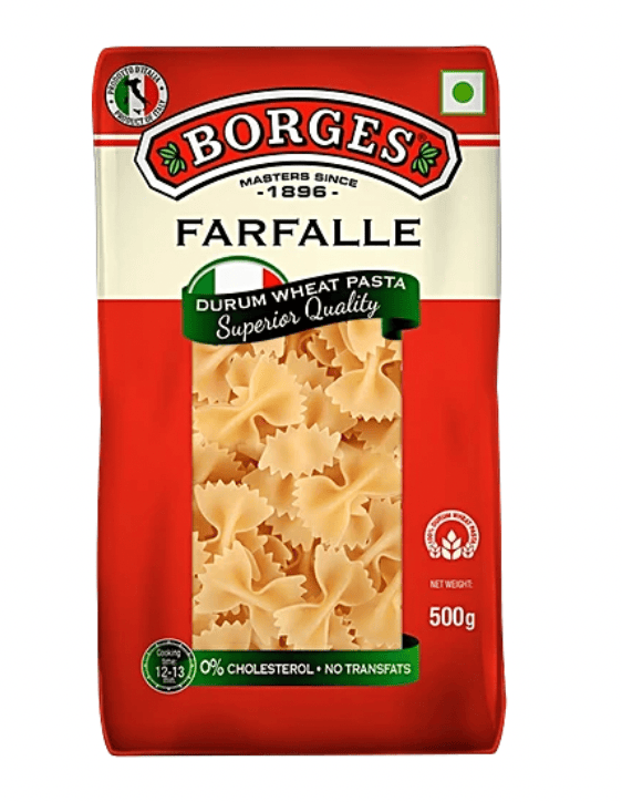 Borges - Durum Wheat Pasta Farfalle, 500 gm (Pack of 1)