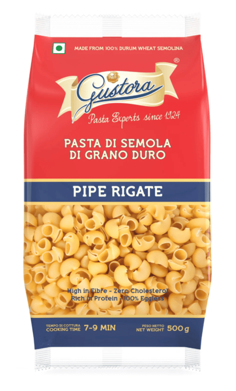 Gustora - Pipe Rigate Pasta, 500 gm (Pack of 1)