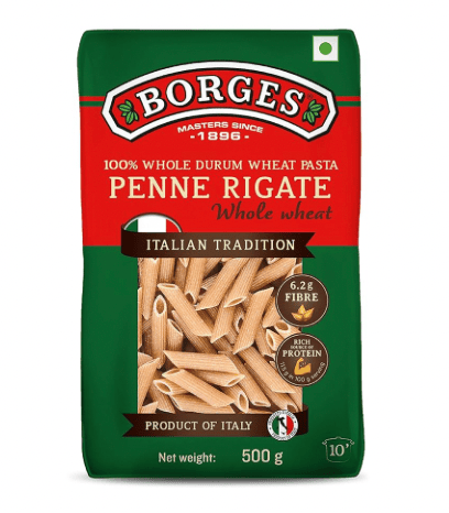 Borges - Whole Wheat Pasta Penne Rigate, 500 gm (Pack of 1)