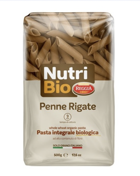 Nutri Bio by Reggia - Whole Wheat Organic Penne Rigate Pasta, 500 gm (Pack of 1)