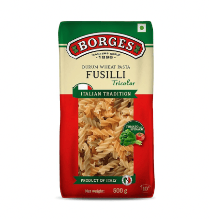 Borges - Fusilli Tricolor Pasta, 500 gm (Pack of 1)