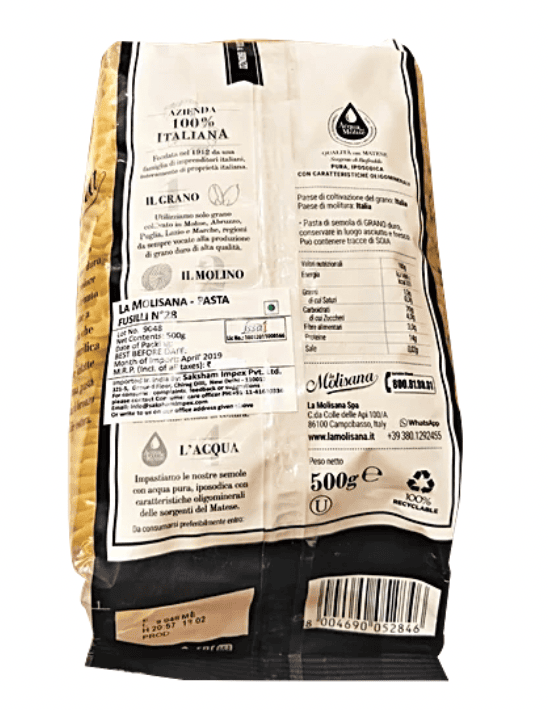 La Molisana - Fusilli Pasta No. 28, 500 gm (Pack of 1)