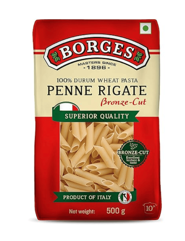 Borges - Durum Wheat Pasta Penne Rigate, 500 gm (Pack of 1)