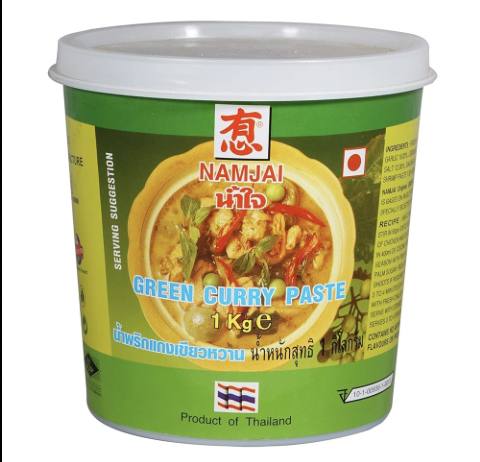 Namjai - Green Curry Paste, Thai (Non Veg), 1 Kg (Pack of 1)