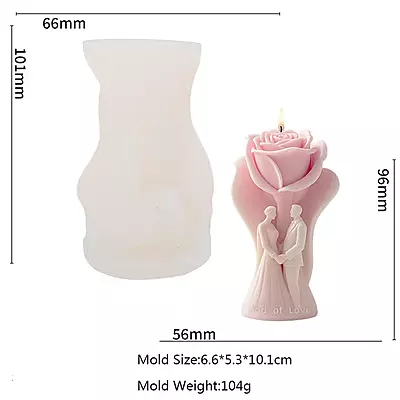 Silicon Mold Candle Wedding Couple Rose