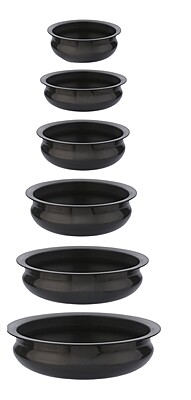 Granny Kitchen India Gold Hard Anodized Uruli Set of 6 | Traditional Black Cookware