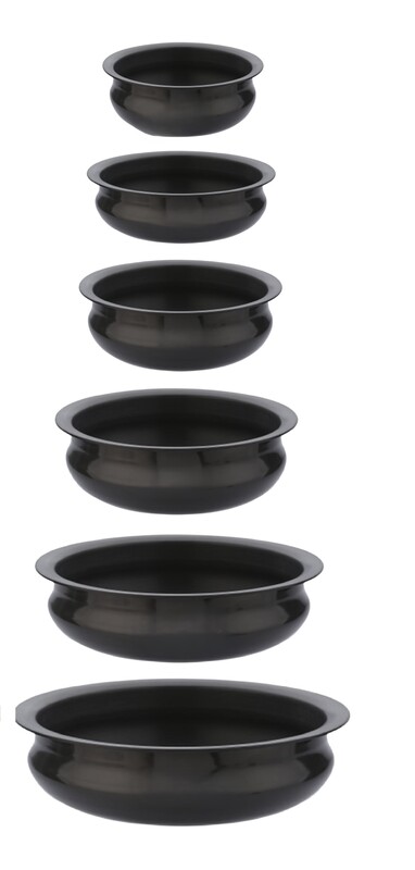 Granny Kitchen India Gold Hard Anodized Uruli Set of 6 | Traditional Black Cookware